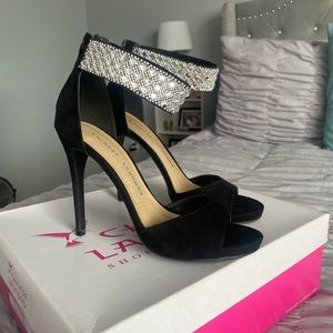 Black Heel with Rhinestones Size 7